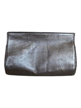 Calleen Cordero Womens Gold Metallic Embellished Clutch Purse Soft Leather